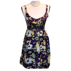 Maeve Purple & Yellow Purple Ruffle Floral Dress